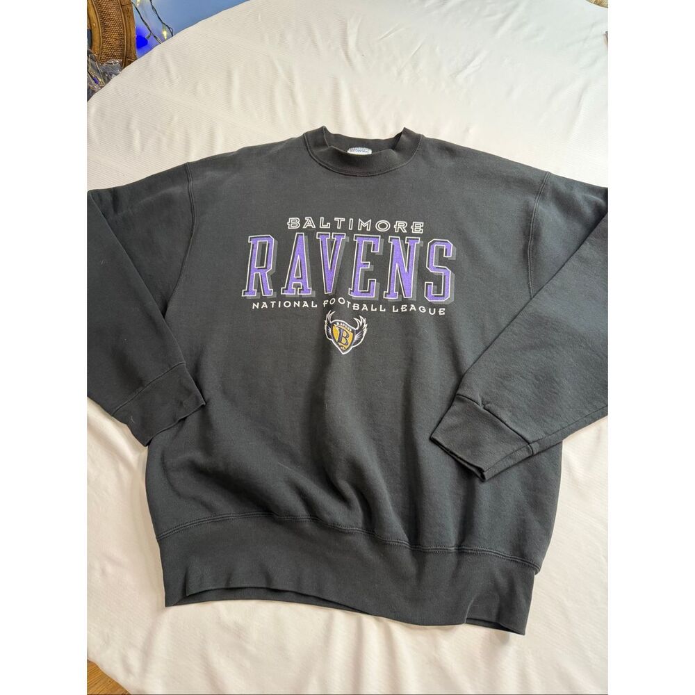 Ravens Men’s Vintage Black Pro Player Crewneck Sweatshirt Size XL
